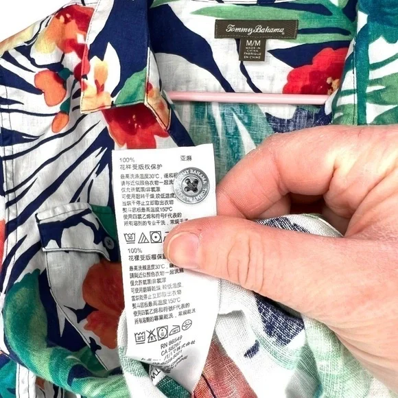 Tommy Bahama Victoria Bloom Floral Tropical Long Sleeve Palm Leaf Blouse Medium - Picture 9 of 13